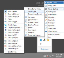 Showing the system tray options in PicPick